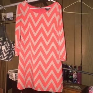 Chevron pink and tan dress